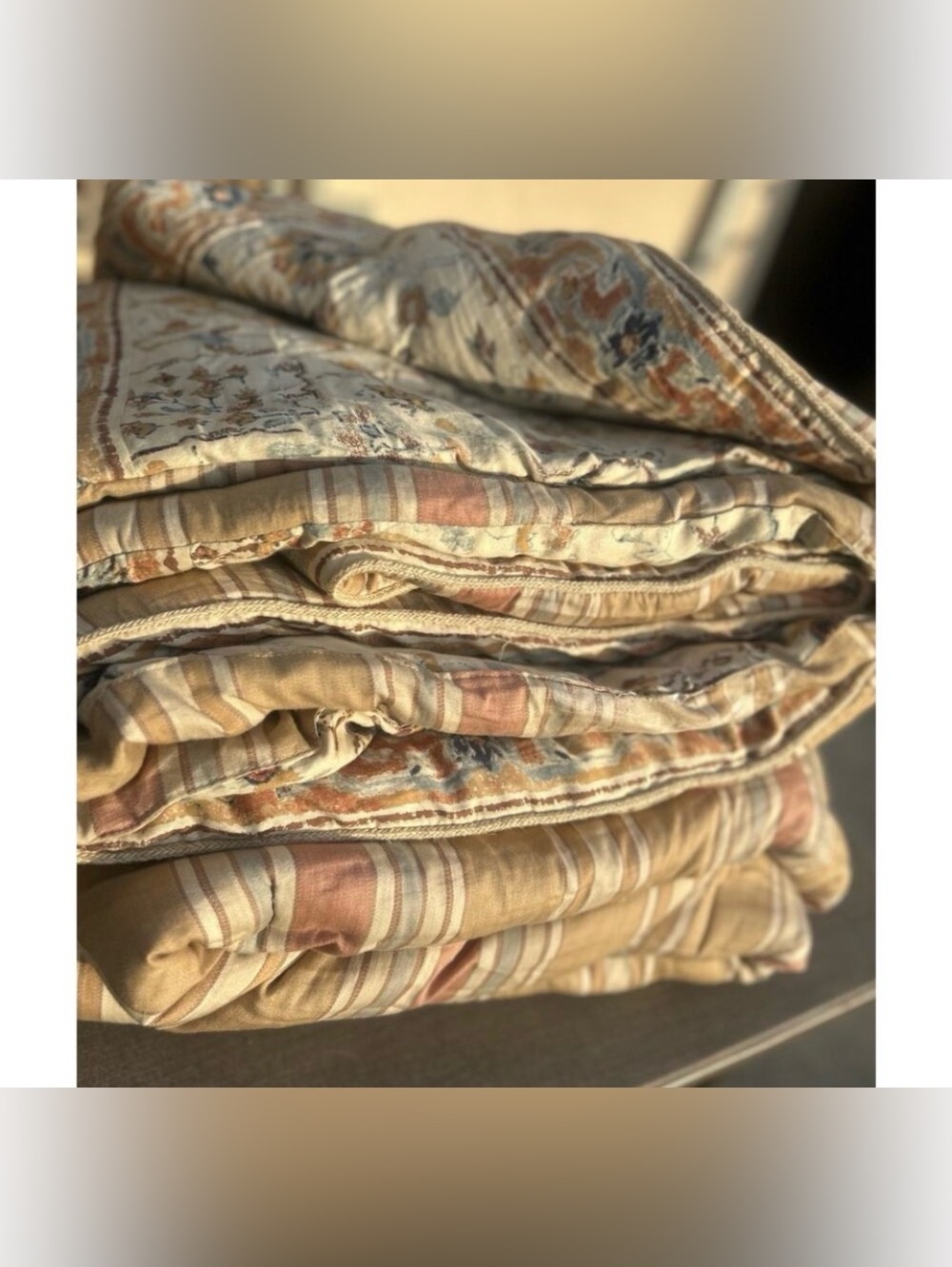 Vintage Chaps Linden Creek Queen Comforter AS IS Tears Stains Fade Cotton READ